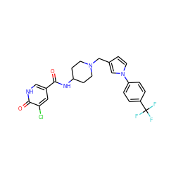 O=C(NC1CCN(Cc2ccn(-c3ccc(C(F)(F)F)cc3)c2)CC1)c1c[nH]c(=O)c(Cl)c1 ZINC000043118577