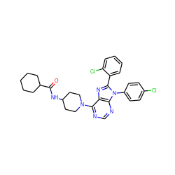 O=C(NC1CCN(c2ncnc3c2nc(-c2ccccc2Cl)n3-c2ccc(Cl)cc2)CC1)C1CCCCC1 ZINC000096937551