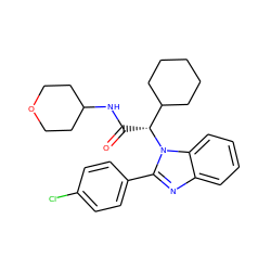 O=C(NC1CCOCC1)[C@H](C1CCCCC1)n1c(-c2ccc(Cl)cc2)nc2ccccc21 ZINC000066258471