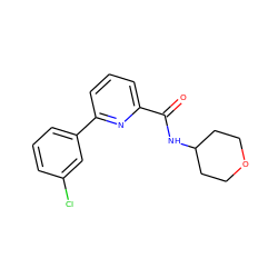 O=C(NC1CCOCC1)c1cccc(-c2cccc(Cl)c2)n1 ZINC000207727015