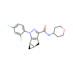 O=C(NC1CCOCC1)c1nn(-c2ccc(F)cc2F)c2c1C[C@H]1C[C@@H]21 ZINC000299828168