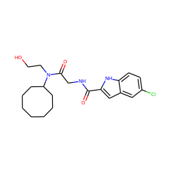 O=C(NCC(=O)N(CCO)C1CCCCCCC1)c1cc2cc(Cl)ccc2[nH]1 ZINC000028138289