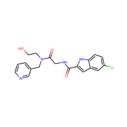 O=C(NCC(=O)N(CCO)Cc1cccnc1)c1cc2cc(Cl)ccc2[nH]1 ZINC000028130506