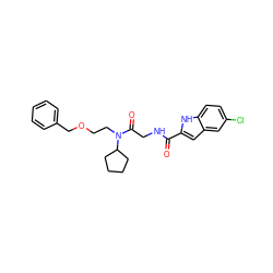 O=C(NCC(=O)N(CCOCc1ccccc1)C1CCCC1)c1cc2cc(Cl)ccc2[nH]1 ZINC000028123362