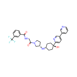 O=C(NCC(=O)N1CC[C@H](N[C@H]2CC[C@@](O)(c3ccc(-c4cccnc4)cn3)CC2)C1)c1cccc(C(F)(F)F)c1 ZINC000254076678