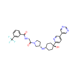 O=C(NCC(=O)N1CC[C@H](N[C@H]2CC[C@@](O)(c3ccc(-c4cncnc4)cn3)CC2)C1)c1cccc(C(F)(F)F)c1 ZINC000254076533