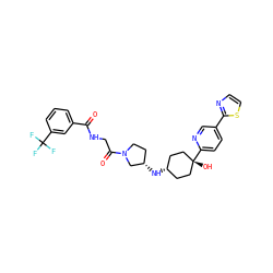 O=C(NCC(=O)N1CC[C@H](N[C@H]2CC[C@@](O)(c3ccc(-c4nccs4)cn3)CC2)C1)c1cccc(C(F)(F)F)c1 ZINC000261153464