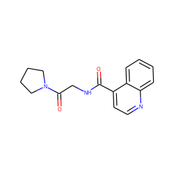 O=C(NCC(=O)N1CCCC1)c1ccnc2ccccc12 ZINC000068120077