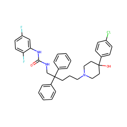 O=C(NCC(CCCN1CCC(O)(c2ccc(Cl)cc2)CC1)(c1ccccc1)c1ccccc1)Nc1cc(F)ccc1F ZINC000027214561