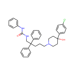 O=C(NCC(CCCN1CCC(O)(c2ccc(Cl)cc2)CC1)(c1ccccc1)c1ccccc1)Nc1ccccc1 ZINC000027210057