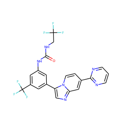 O=C(NCC(F)(F)F)Nc1cc(-c2cnc3cc(-c4ncccn4)ccn23)cc(C(F)(F)F)c1 ZINC000169704747