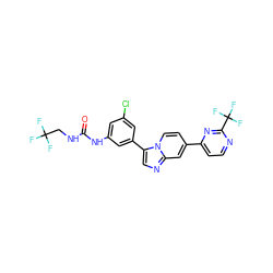 O=C(NCC(F)(F)F)Nc1cc(Cl)cc(-c2cnc3cc(-c4ccnc(C(F)(F)F)n4)ccn23)c1 ZINC000169704743