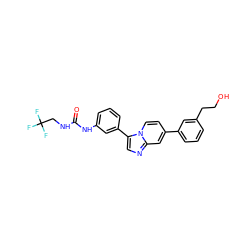 O=C(NCC(F)(F)F)Nc1cccc(-c2cnc3cc(-c4cccc(CCO)c4)ccn23)c1 ZINC000169704629