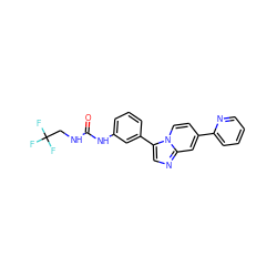 O=C(NCC(F)(F)F)Nc1cccc(-c2cnc3cc(-c4ccccn4)ccn23)c1 ZINC000139500930