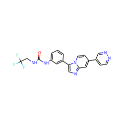 O=C(NCC(F)(F)F)Nc1cccc(-c2cnc3cc(-c4ccnnc4)ccn23)c1 ZINC000139548659