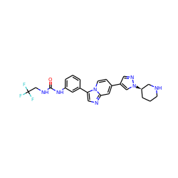 O=C(NCC(F)(F)F)Nc1cccc(-c2cnc3cc(-c4cnn([C@@H]5CCCNC5)c4)ccn23)c1 ZINC000146995474