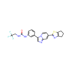 O=C(NCC(F)(F)F)Nc1cccc(-c2cnc3cc(-c4nc5c(s4)CCC5)ccn23)c1 ZINC000139500117