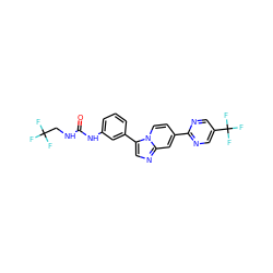 O=C(NCC(F)(F)F)Nc1cccc(-c2cnc3cc(-c4ncc(C(F)(F)F)cn4)ccn23)c1 ZINC000169704703