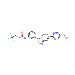 O=C(NCC(F)(F)F)Nc1cccc(-c2cnc3cc(-c4ncc(CO)cn4)ccn23)c1 ZINC000169704717