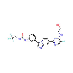 O=C(NCC(F)(F)F)Nc1cccc(-c2cnc3cc(-c4ncc(F)c(NCCO)n4)ccn23)c1 ZINC000169704634