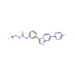 O=C(NCC(F)(F)F)Nc1cccc(-c2cnc3cc(-c4ncc(F)cn4)ccn23)c1 ZINC000146941576