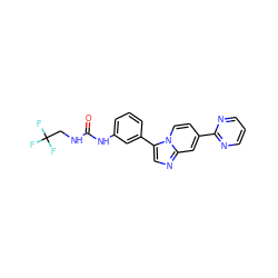 O=C(NCC(F)(F)F)Nc1cccc(-c2cnc3cc(-c4ncccn4)ccn23)c1 ZINC000147333324