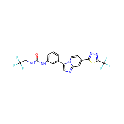 O=C(NCC(F)(F)F)Nc1cccc(-c2cnc3cc(-c4nnc(C(F)(F)F)s4)ccn23)c1 ZINC000146998245