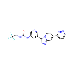 O=C(NCC(F)(F)F)Nc1cncc(-c2cnc3cc(-c4cccnn4)ccn23)c1 ZINC000147001577