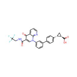 O=C(NCC(F)(F)F)c1cn(-c2cccc(-c3ccc([C@@H]4C[C@H]4C(=O)O)cc3)c2)c2ncccc2c1=O ZINC000038853301