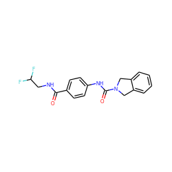 O=C(NCC(F)F)c1ccc(NC(=O)N2Cc3ccccc3C2)cc1 ZINC000167544023