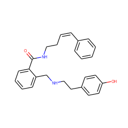 O=C(NCC/C=C\c1ccccc1)c1ccccc1CNCCc1ccc(O)cc1 ZINC000013589125