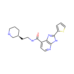 O=C(NCC[C@@H]1CCCNC1)c1ccnc2[nH]c(-c3cccs3)nc12 ZINC000144764709