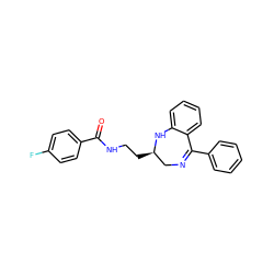 O=C(NCC[C@@H]1CN=C(c2ccccc2)c2ccccc2N1)c1ccc(F)cc1 ZINC000013525947