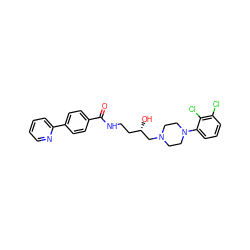 O=C(NCC[C@H](O)CN1CCN(c2cccc(Cl)c2Cl)CC1)c1ccc(-c2ccccn2)cc1 ZINC000028711326