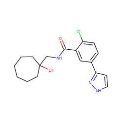 O=C(NCC1(O)CCCCCC1)c1cc(-c2cc[nH]n2)ccc1Cl ZINC000043018961