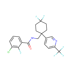 O=C(NCC1(c2ccc(C(F)(F)F)nc2)CCC(F)(F)CC1)c1cccc(Cl)c1F ZINC000217383536