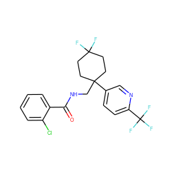 O=C(NCC1(c2ccc(C(F)(F)F)nc2)CCC(F)(F)CC1)c1ccccc1Cl ZINC000217383329