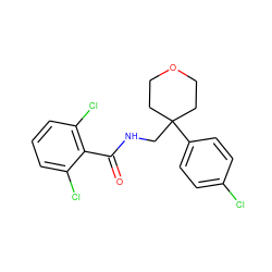 O=C(NCC1(c2ccc(Cl)cc2)CCOCC1)c1c(Cl)cccc1Cl ZINC000175053702