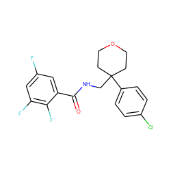 O=C(NCC1(c2ccc(Cl)cc2)CCOCC1)c1cc(F)cc(F)c1F ZINC000473183008