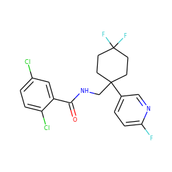 O=C(NCC1(c2ccc(F)nc2)CCC(F)(F)CC1)c1cc(Cl)ccc1Cl ZINC000217360893