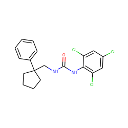 O=C(NCC1(c2ccccc2)CCCC1)Nc1c(Cl)cc(Cl)cc1Cl ZINC000013833494