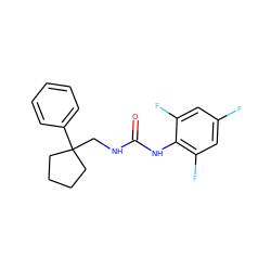 O=C(NCC1(c2ccccc2)CCCC1)Nc1c(F)cc(F)cc1F ZINC000013833493