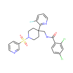 O=C(NCC1(c2ncccc2F)CCN(S(=O)(=O)c2cccnc2)CC1)c1ccc(Cl)cc1Cl ZINC000049872272