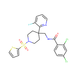 O=C(NCC1(c2ncccc2F)CCN(S(=O)(=O)c2cccs2)CC1)c1ccc(Cl)cc1Cl ZINC000049872266