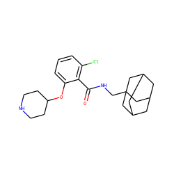 O=C(NCC12CC3CC(CC(C3)C1)C2)c1c(Cl)cccc1OC1CCNCC1 ZINC000028825950