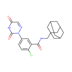 O=C(NCC12CC3CC(CC(C3)C1)C2)c1cc(-n2ncc(=O)[nH]c2=O)ccc1Cl ZINC000003816163