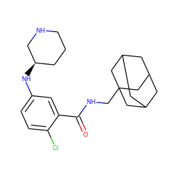 O=C(NCC12CC3CC(CC(C3)C1)C2)c1cc(N[C@@H]2CCCNC2)ccc1Cl ZINC000028825940