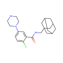 O=C(NCC12CC3CC(CC(C3)C1)C2)c1cc(N2CCNCC2)ccc1Cl ZINC000028825647