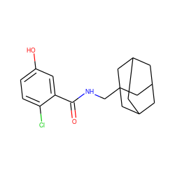 O=C(NCC12CC3CC(CC(C3)C1)C2)c1cc(O)ccc1Cl ZINC000013587526