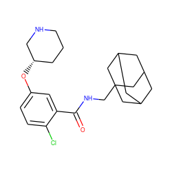 O=C(NCC12CC3CC(CC(C3)C1)C2)c1cc(O[C@H]2CCCNC2)ccc1Cl ZINC000028825939